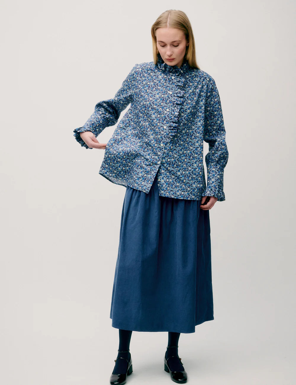 APOF Annemonne Blouse | Lemon Grove | Liberty Skjorte med sidelommer & flæser