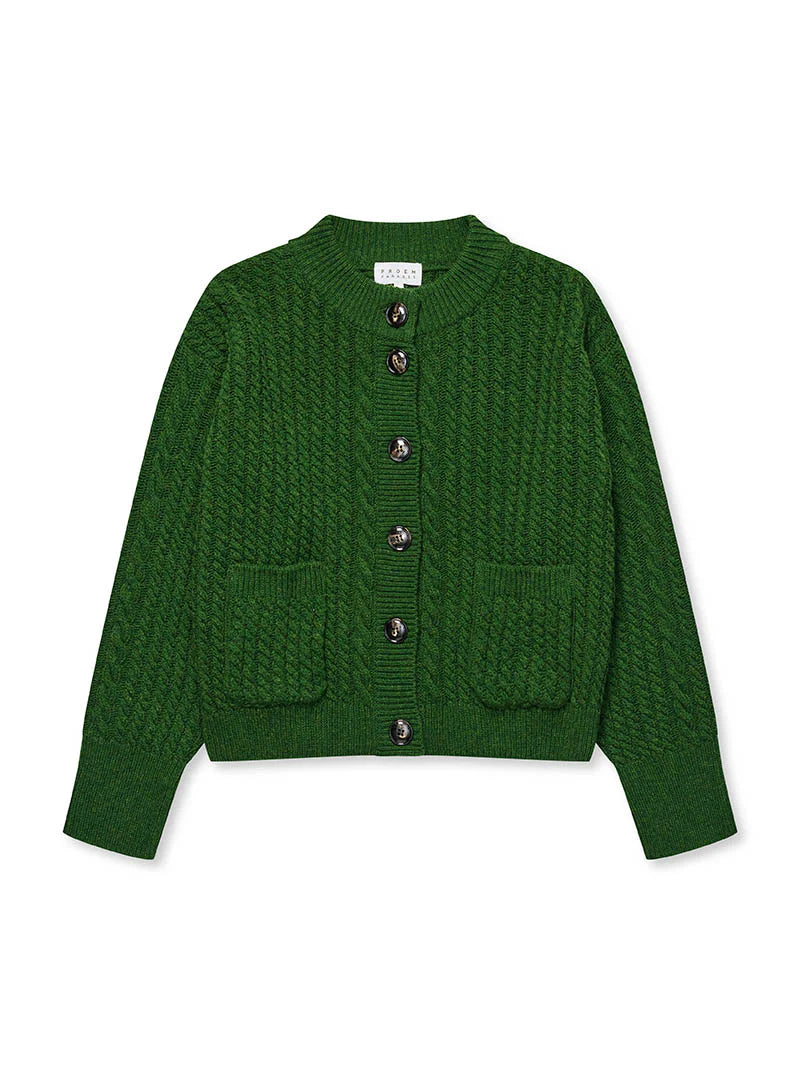 Gertrud Cable Cardigan | Cactus Green