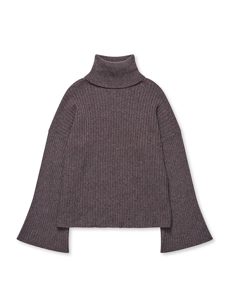 Ellen Cashmere T-Neck Sweater | Dark Brown