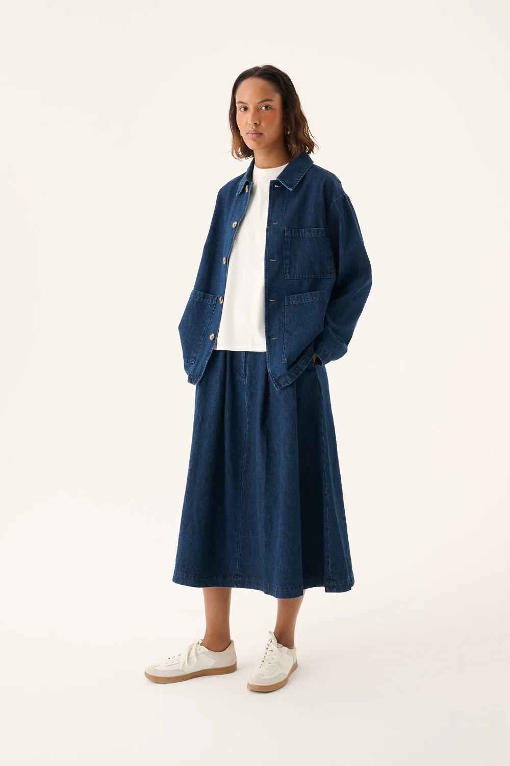 Rue de Tokyo Pen skirt heavy denim | Washed Indigo