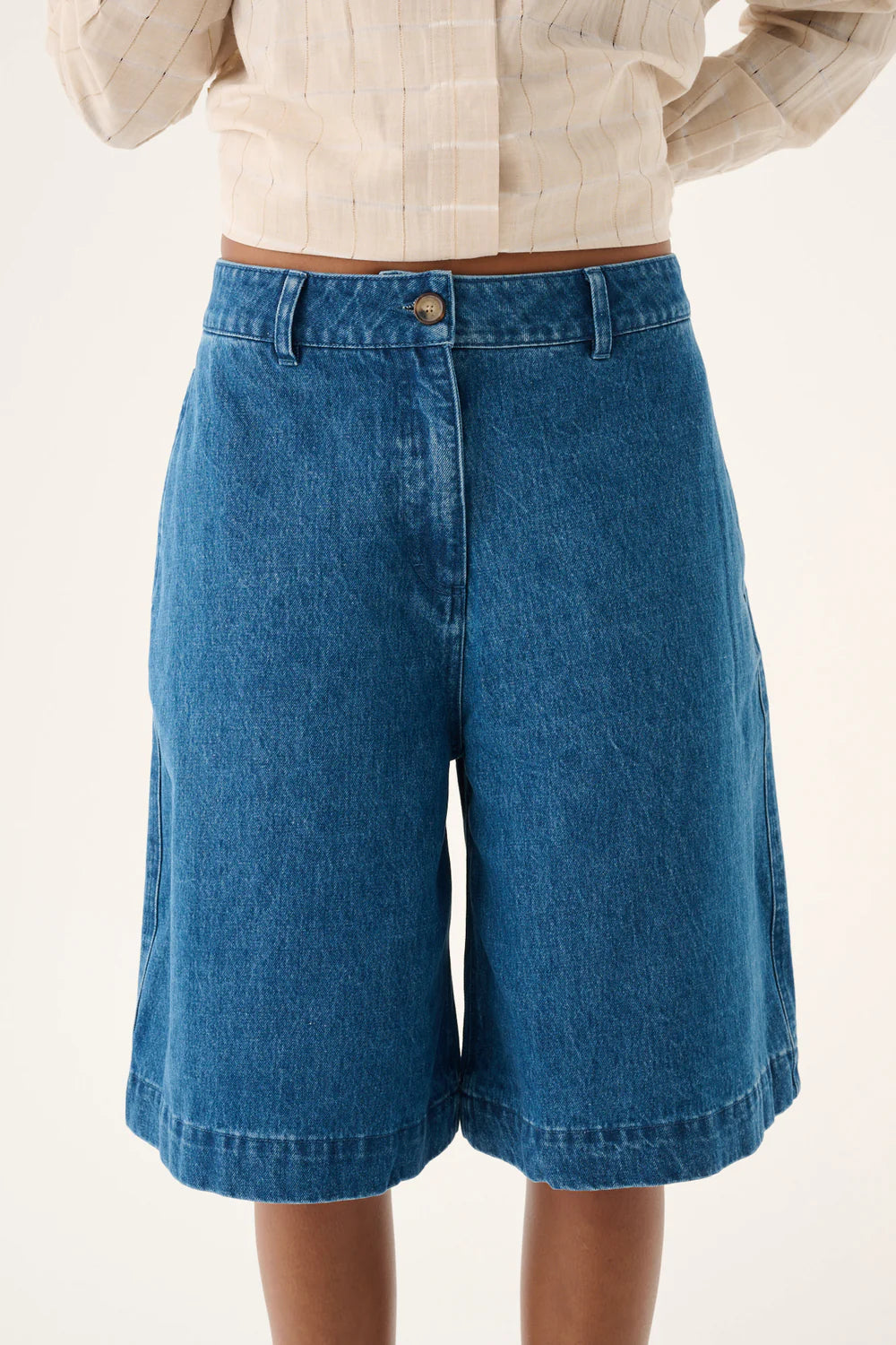 Rue de Tokyo Perla Heavy Denim Shorts | Washed Indigo