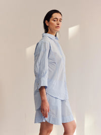 Proem Parades Claire Check SS Shirt | White & Baby Blue Check