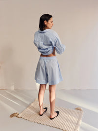 Proem Parades Claire Check Shorts | White & Baby Blue Check