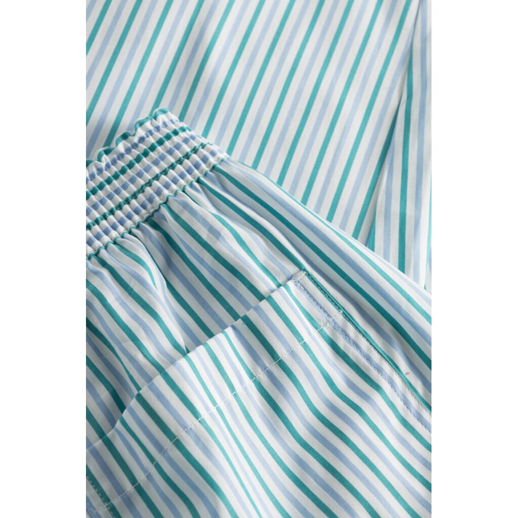Rue de Tokyo Palla Pant Striped Cotton | Light Blue/Green Stripe