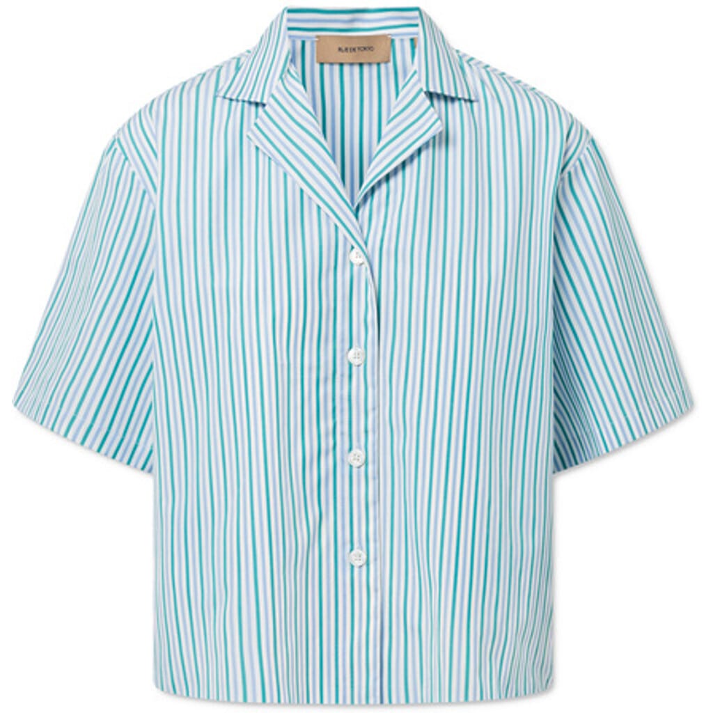 Rue de Tokyo Saskia Shirt | Light Blue/Green Stripe