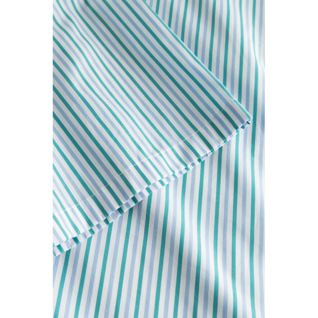 Rue de Tokyo Palla Pant Striped Cotton | Light Blue/Green Stripe