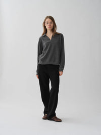 People's Republic of Cashmere  | Oversized Collar V-Neck | Heather Grey