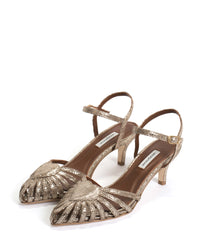 Anonymous Copenhagen Keesha 55 | Vintage Champagne Lizard Metallic Gold