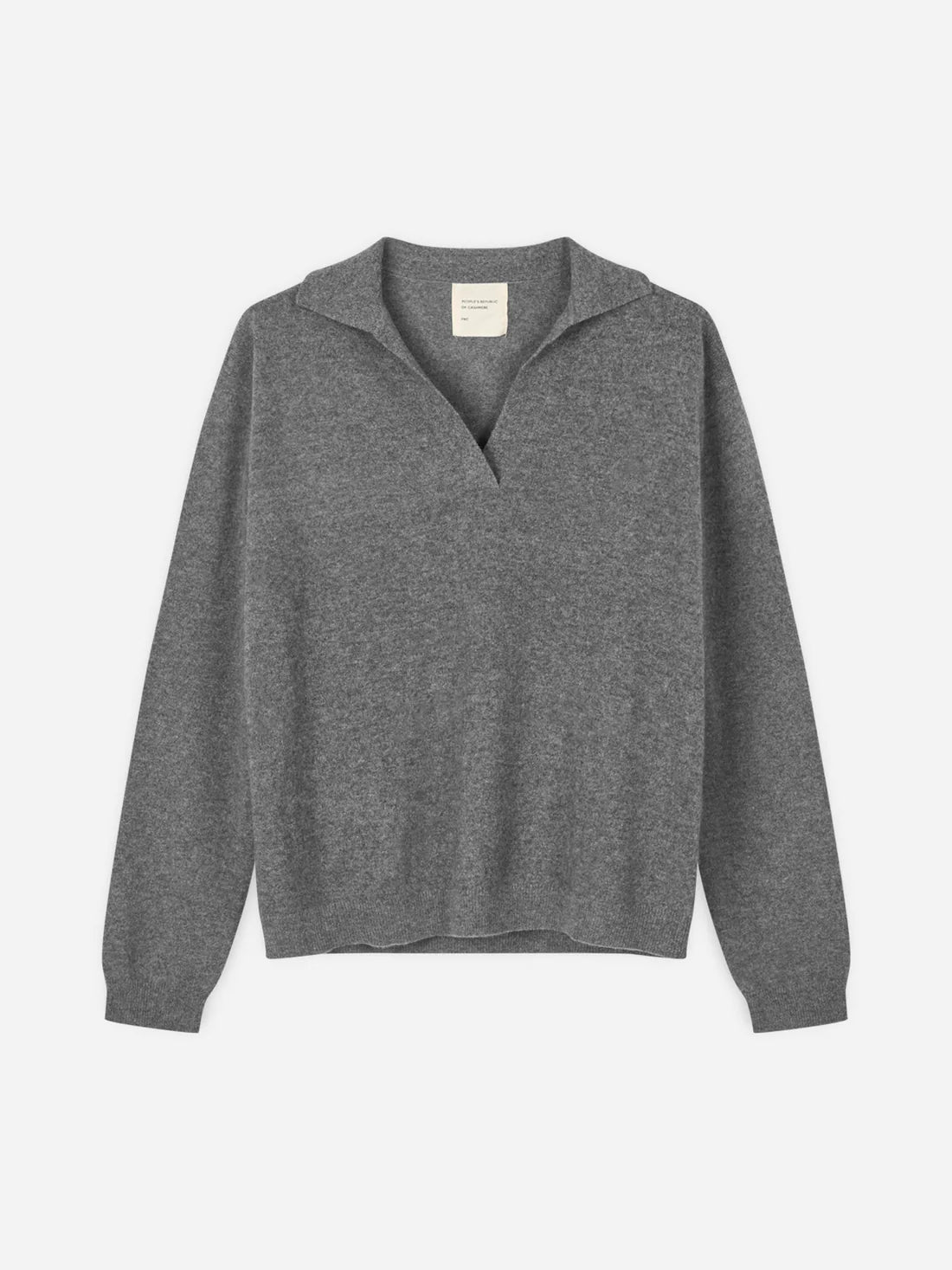 People's Republic of Cashmere  | Oversized Collar V-Neck | Heather Grey