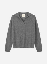 People's Republic of Cashmere  | Oversized Collar V-Neck | Heather Grey