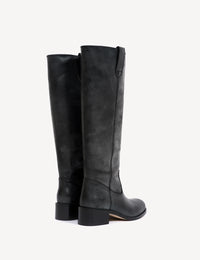 Dico Copenhagen Ann Gaucho Boot | Escovado Leather Charcoal Black