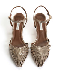 Anonymous Copenhagen Keesha 55 | Vintage Champagne Lizard Metallic Gold