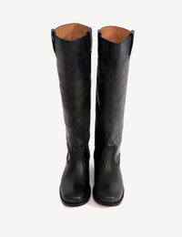 Dico Copenhagen Ann Gaucho Boot | Escovado Leather Charcoal Black