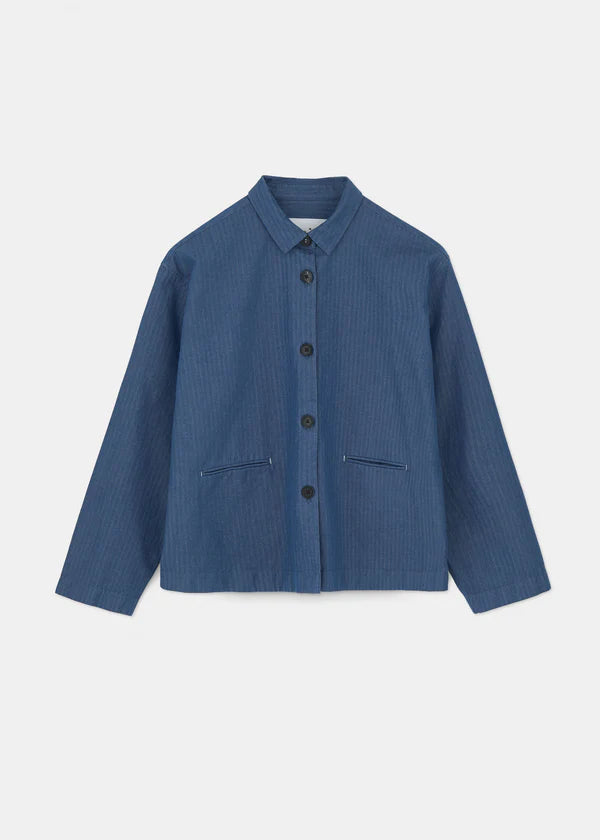 Aiayu Atla Shirt Herringbone | Blue Jeans | Økologisk Bomuld