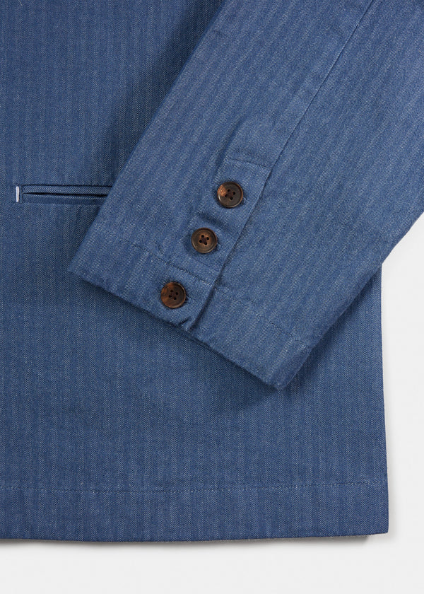 Aiayu Atla Shirt Herringbone | Blue Jeans | Økologisk Bomuld