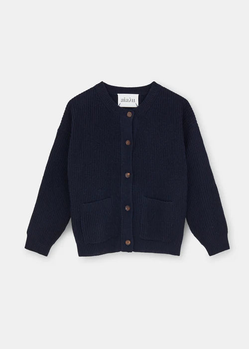 Aiayu Bine Wool Cardigan | Black Blue