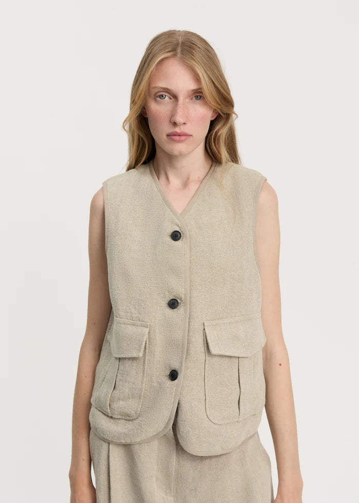 Aiayu Vest Heavy Linen | Pure Natural
