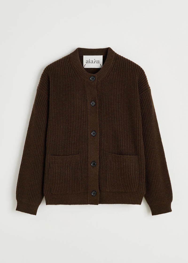 Aiayu Bine Wool Cardigan | Dark Brown