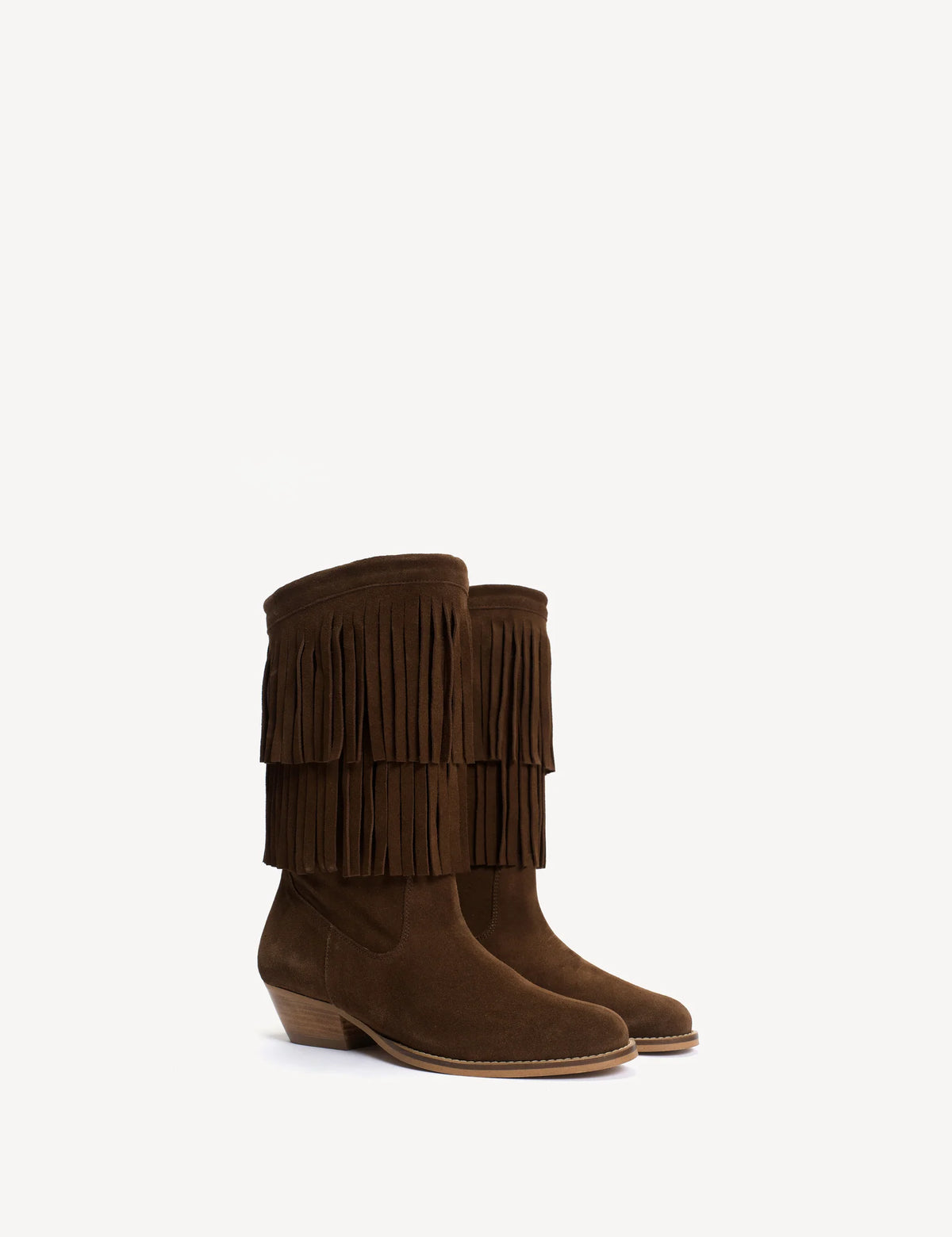 Dico Copenhagen Celina Fringes Boot | Dark Brown Calf Suede