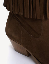 Dico Copenhagen Celina Fringes Boot | Dark Brown Calf Suede