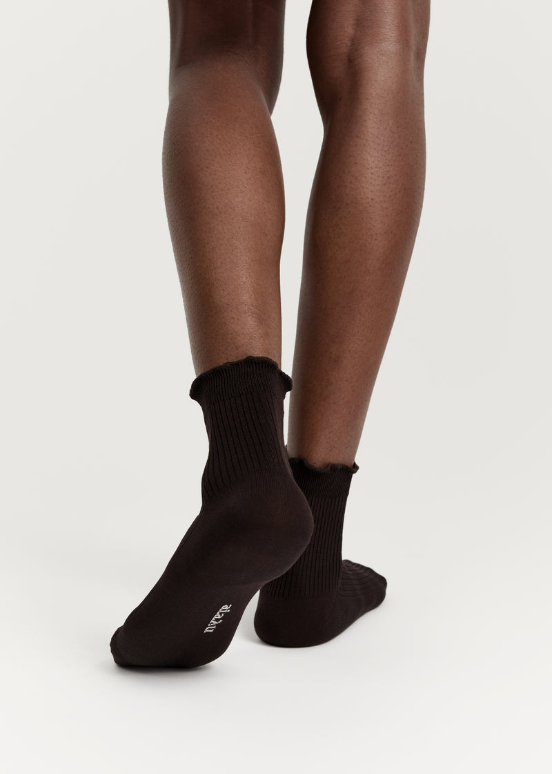 Aiayu Cotton Frill Strømper | Chocolate