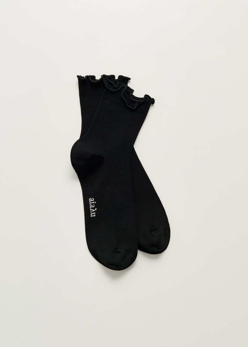 Aiayu Cotton Frill Strømper | Black