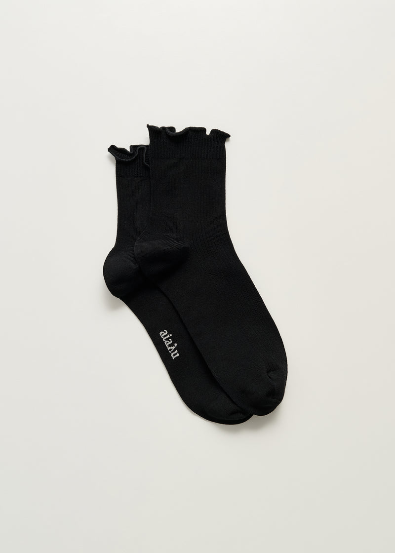 Aiayu Cotton Frill Strømper | Black