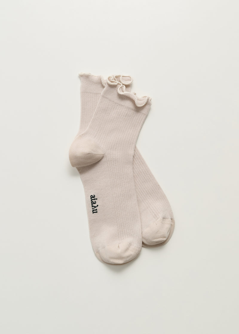 Aiayu Cotton Frill Strømper | Milk