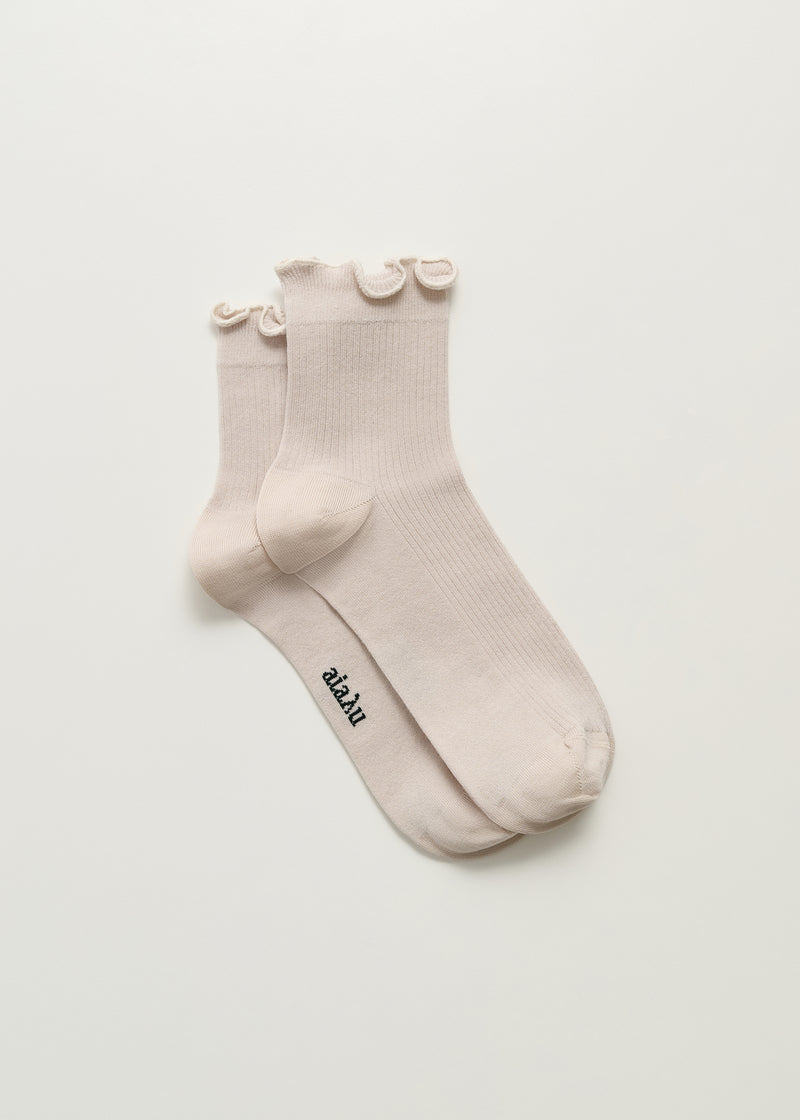 Aiayu Cotton Frill Strømper | Milk