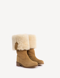 Dico Copenhagen Ann Gaucho Boot | Shearling Fur Camel/ Light Tan | Rulam Støvle