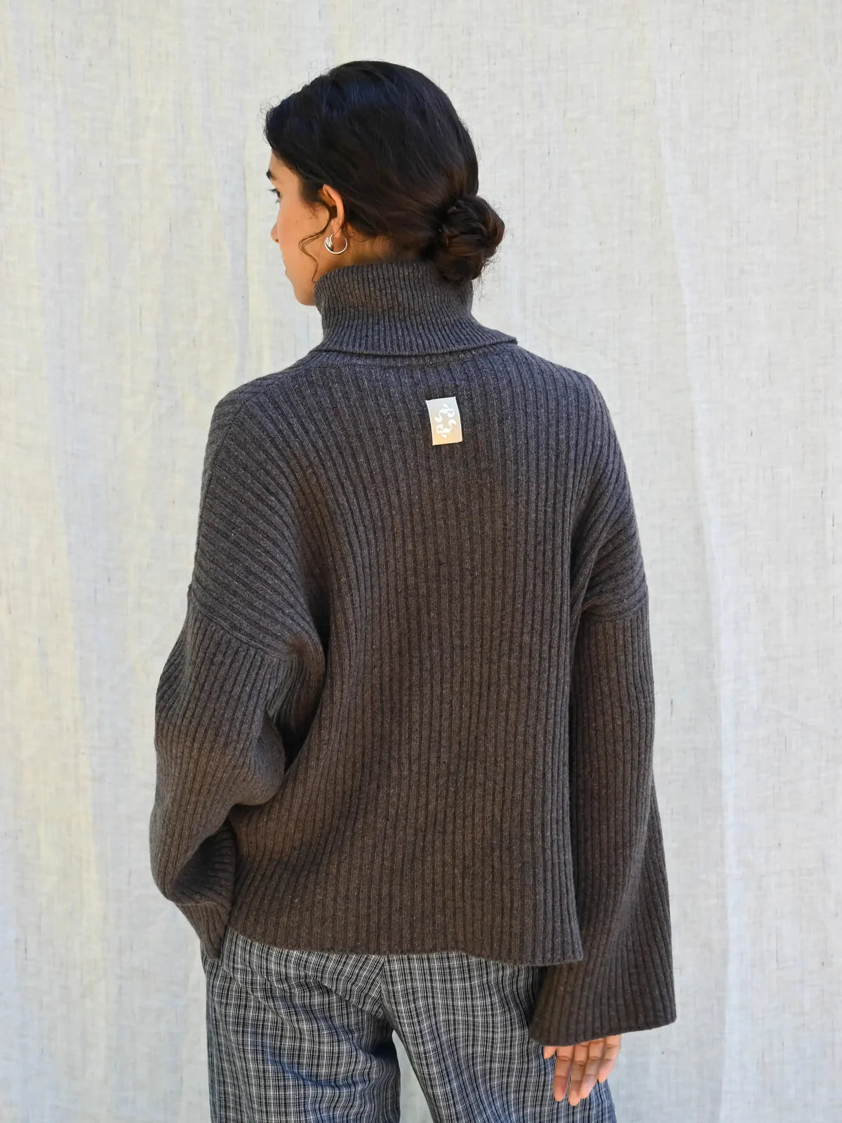 Ellen Cashmere T-Neck Sweater | Dark Brown