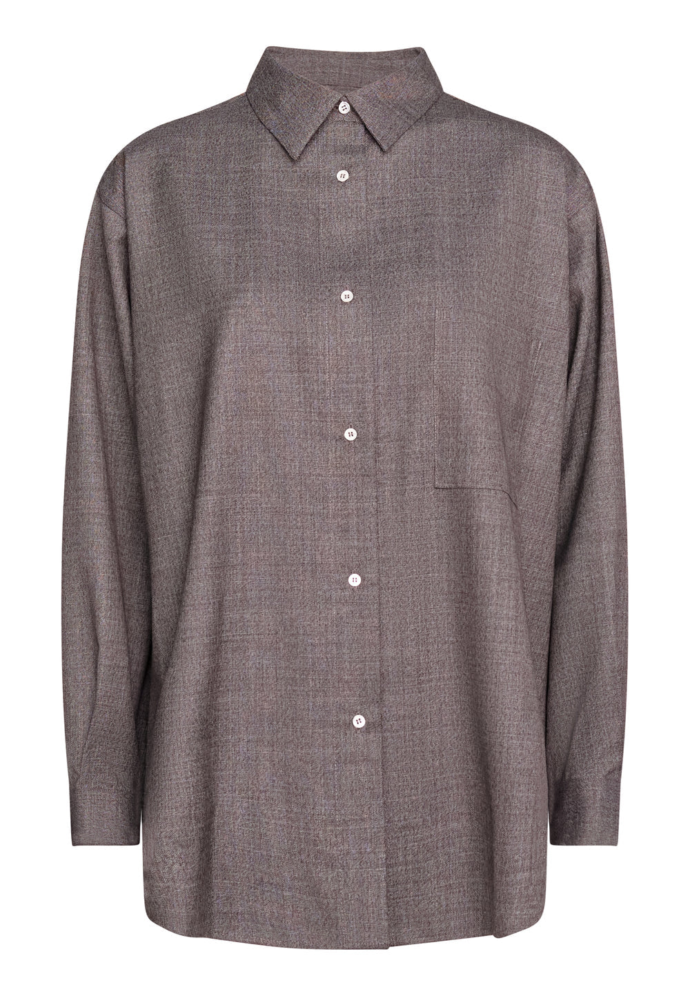 Fabulous Agenda | Alva Shirt Brown Melange | Skjorte I uld