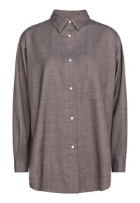 Fabulous Agenda | Alva Shirt Brown Melange | Skjorte I uld