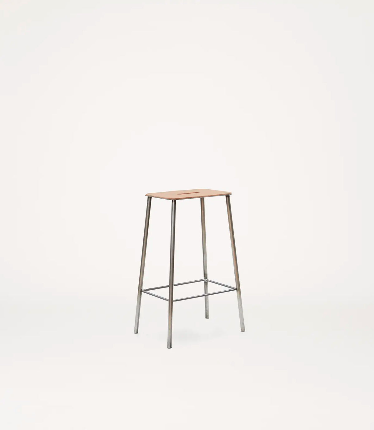 Frama Adam Stool | Raw Steel/Natural Leather | H65