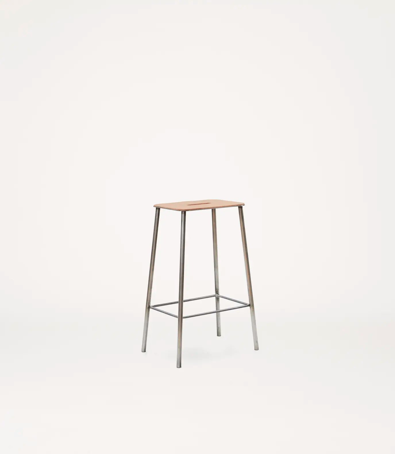 Frama Adam Stool | Raw Steel/Natural Leather | H65