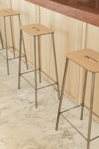 Frama Adam Stool | Raw Steel/Natural Leather | H65