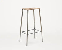 Frama Adam Stool | Raw Steel/Natural Leather | H76