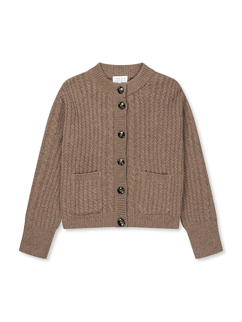 Proem Parades Gertrud Cable Cardigan | Coffee Melange