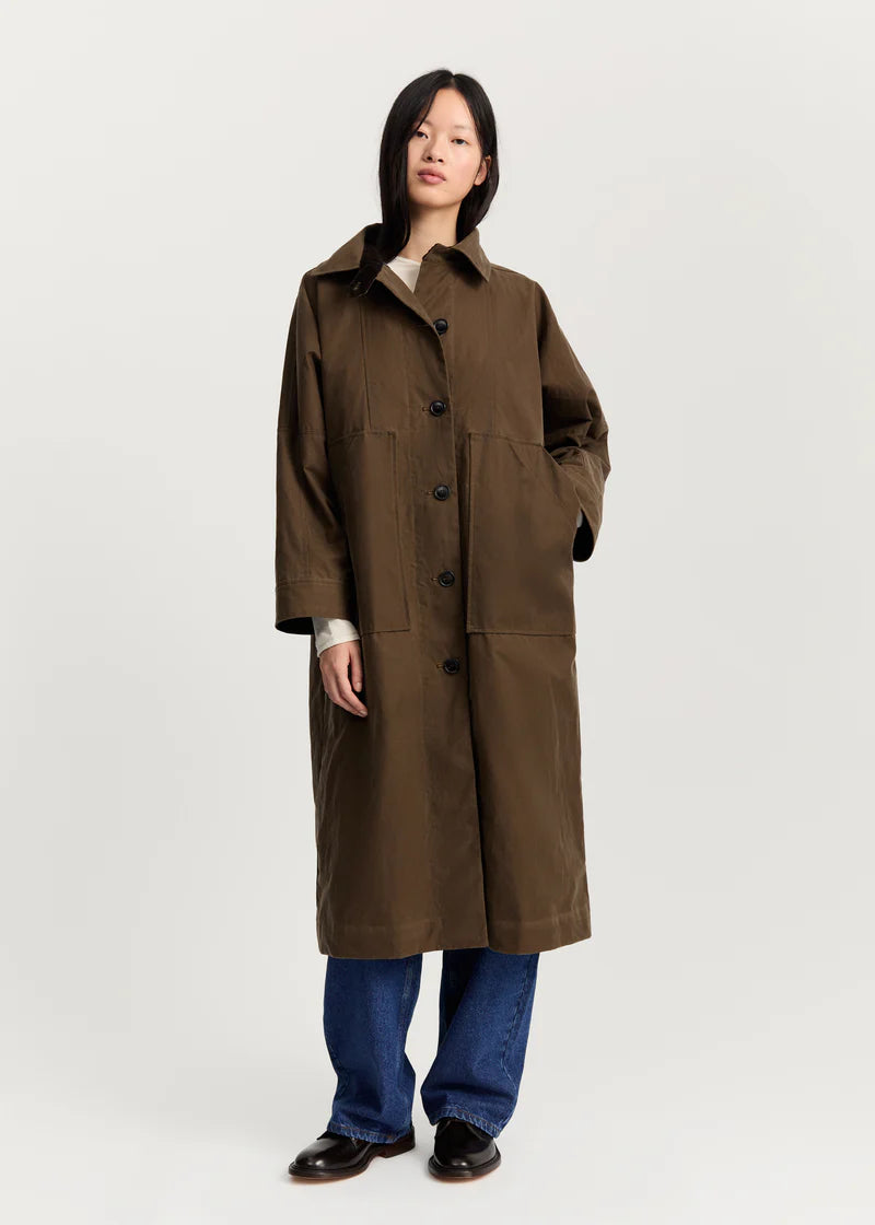 Aiayu Jay Coat Oilskin | Bark