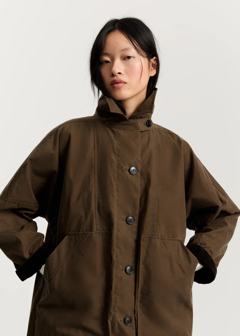Aiayu Jay Coat Oilskin | Bark