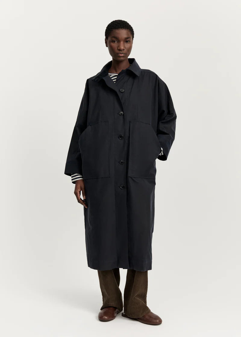 Aiayu Jay Coat Oilskin | Navy