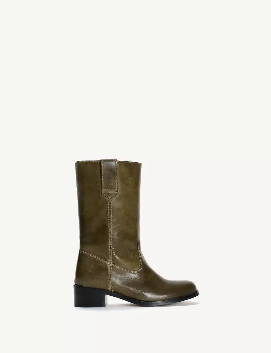 Dico Copenhagen Julia Gaucho Boot | Army Green Escovado Leather