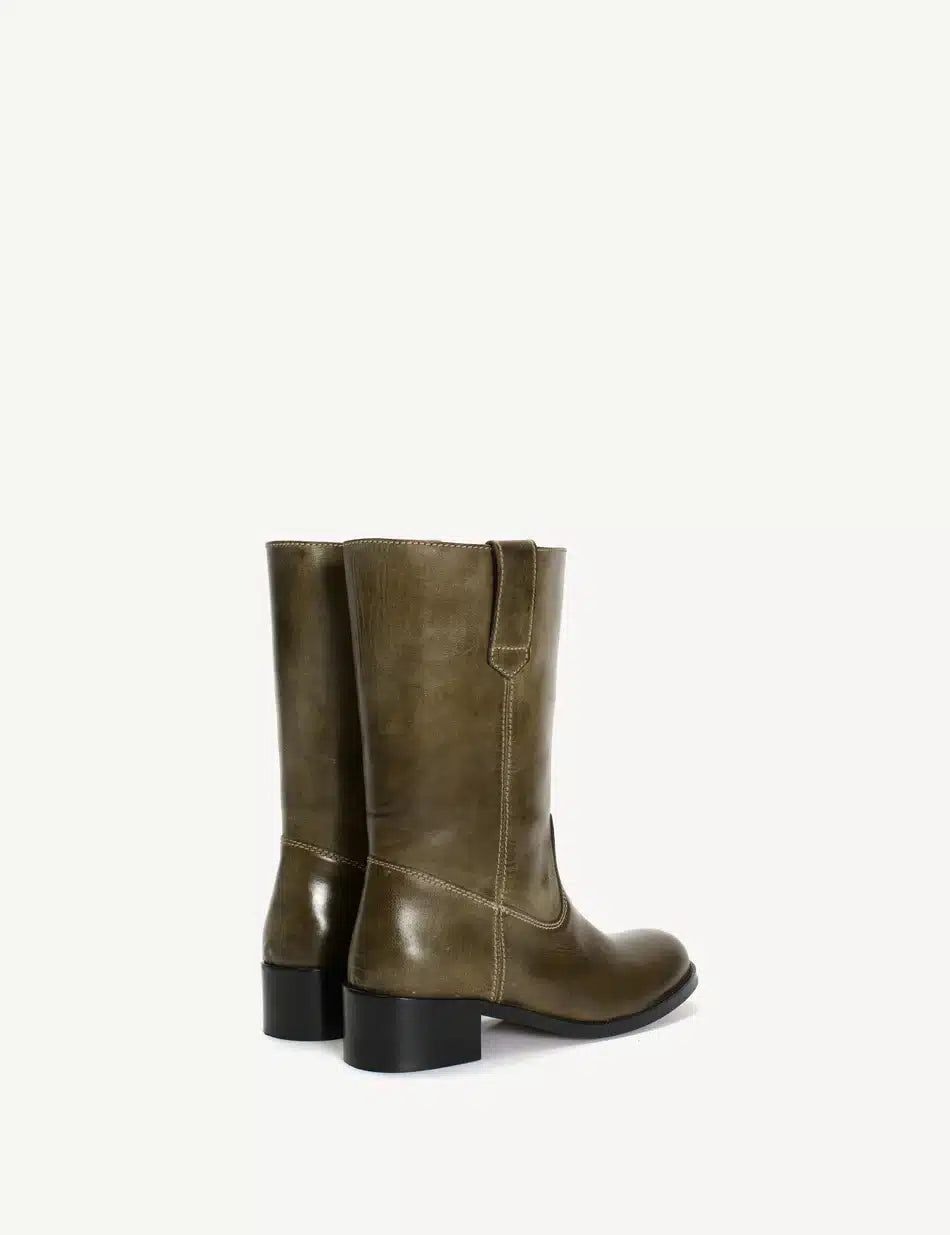 Dico Copenhagen Julia Gaucho Boot | Army Green Escovado Leather