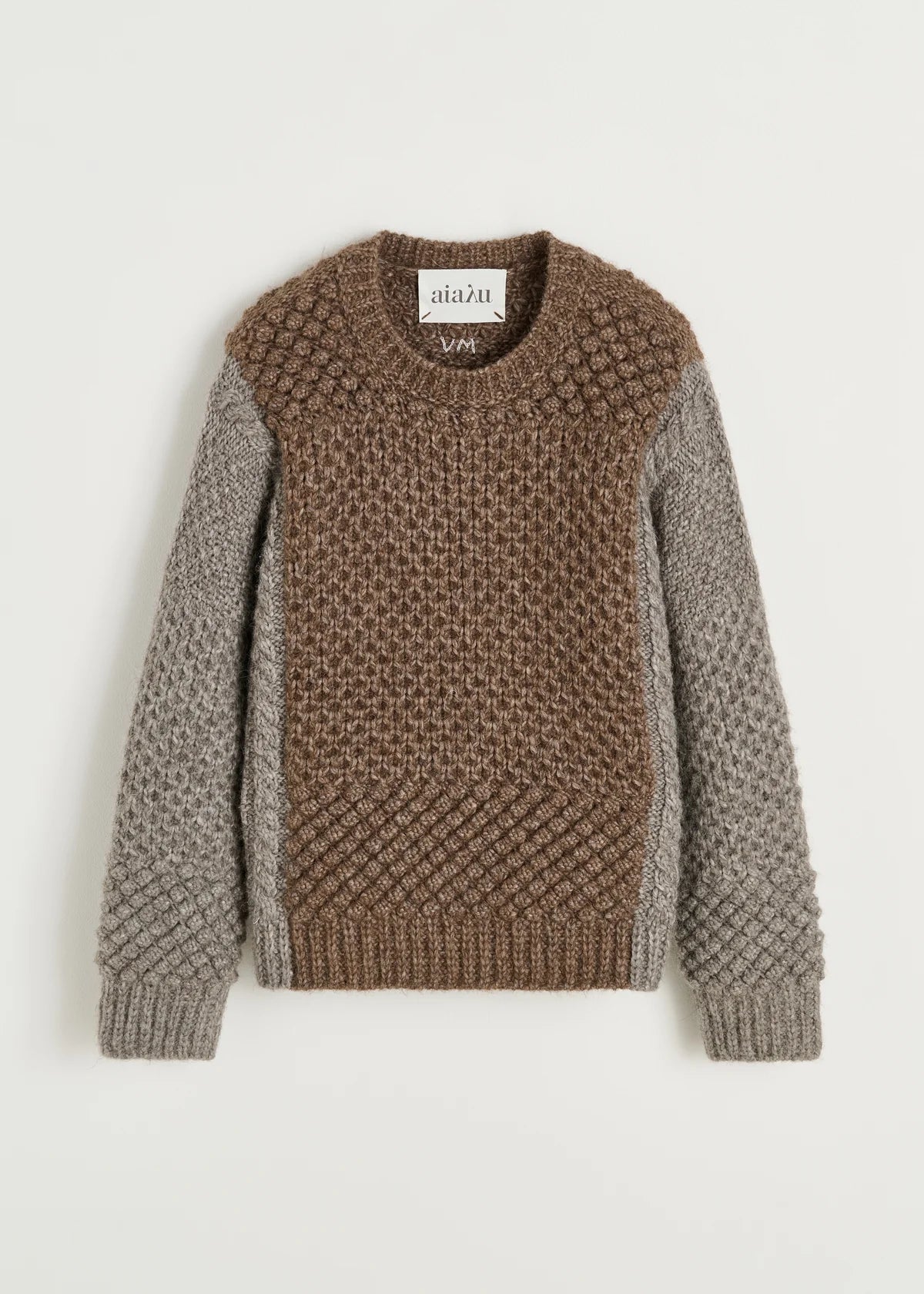 Aiayu Justina sweater – llama wool | Mix Pure Grey | Håndstrikket i Lama Uld