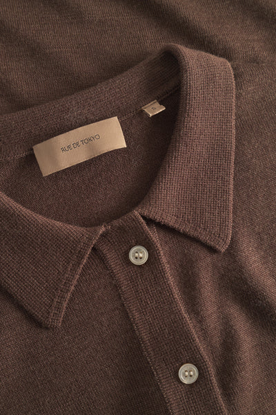 Rue de Tokyo Kura Merino Knit | Brown | Polo Sweater i uld