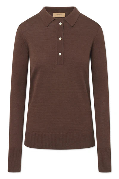 Rue de Tokyo Kura Merino Knit | Brown | Polo Sweater i uld