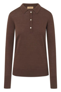 Rue de Tokyo Kura Merino Knit | Brown | Polo Sweater i uld