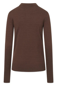 Rue de Tokyo Kura Merino Knit | Brown | Polo Sweater i uld