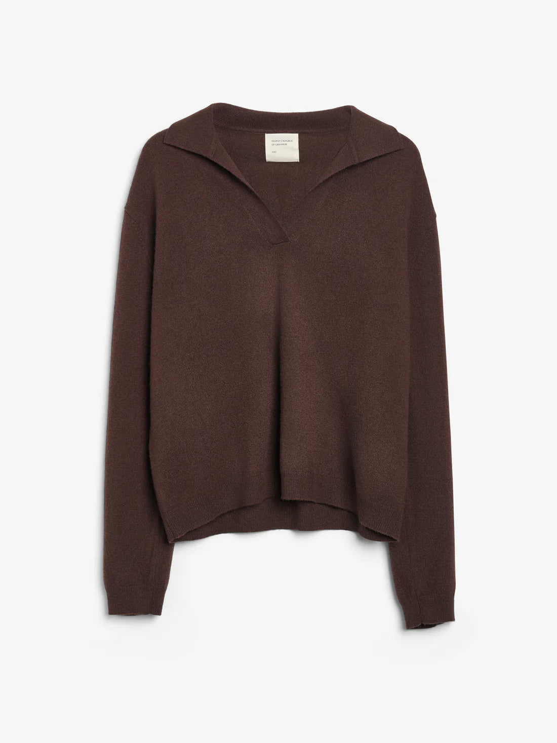People's Republic of Cashmere  | Oversized Collar V-Neck | Dark Brown
