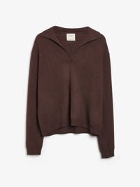 People's Republic of Cashmere  | Oversized Collar V-Neck | Dark Brown